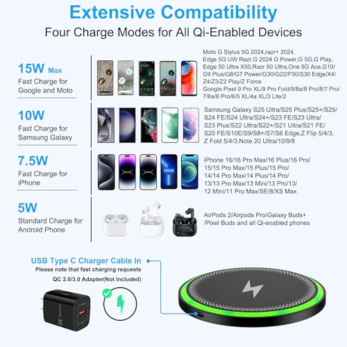 Wireless Charger Samsung Fast Charging Pad for Samsung Galaxy S26 S25 Ultra