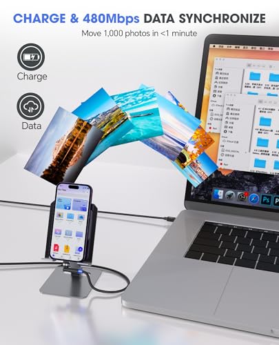 90 Degree iPhone Charger Swivel Cable with 360° Rotating Head - 6.6FT Right Angle Lightning Cable 360° Swivel Charger with MFi, 2.4A Fast Charging, Data Sync, Apple Carplay for iPhone14 13 12 11 X 8