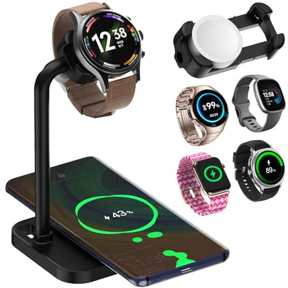 2 in 1 Universal Wireless Charging Dock - color: Black Universal Watch Bracket+Wireless charging