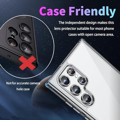 Camera Lens Protector for Samsung Galaxy S24 Ultra, Diamond Black - color: Diamond Black