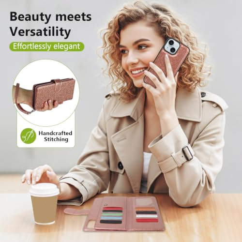 Varikke for iPhone 13 Wallet Case Compatible with Magsafe, Rose Gold - color: (Compatible with MagSafe) Rose Gold, size: iPhone 13 6.1"