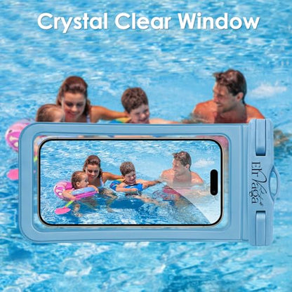 2 Pack IPX8 Waterproof Phone Pouch for iPhone 16/15/14/13 Pro Max Plus (7.2 Inch) - Swimming, Diving, Snorkeling, Snowproof - Touchscreen Friendly Underwater Photography Dry Bag (Blue&Blue) - color: Blue&Blue