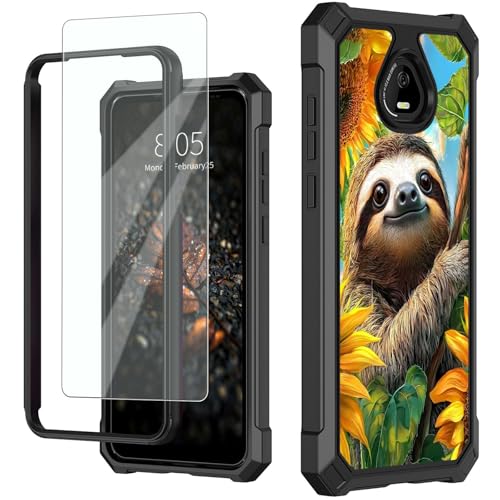 for Schok Volt Sv67q Sv67332 Case with Screen Protector, Military Grade Drop Protection, Dual Layer Hybrid Shockproof Protection TPU Phone Case for Schok Volt Sv67q, Cute Sloth - color: Cute Sloth