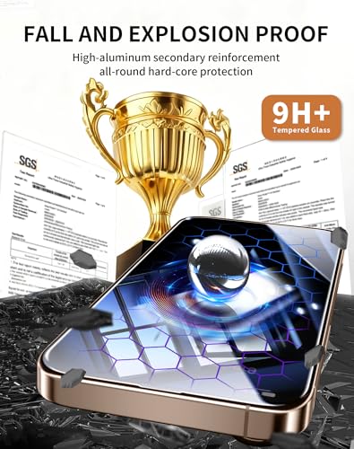 2 Pack 360 Privacy Screen Protector for iPhone 15 Pro Tempered Glass Film - size: iPhone15Pro 6.1inch