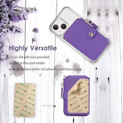 Phone Wallet Stick On, Credit Card Holder for Women Attachable 3M Sticker | Card Holder for Phone case Stick on Attachable Credit Card Holder for Phone (Compatible with Most Smartphones) (Dark Purple) - color: Dark Purple