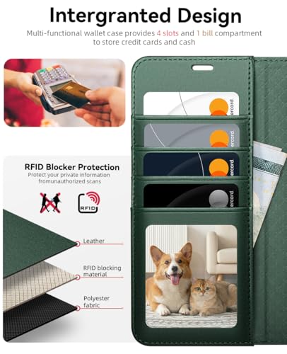 OCASE for Samsung Galaxy S26 Ultra Wallet Case, Card Holder, Blackish Blue | RFID Blocking, Kickstand, Magnetic Closure, PU Leather Flip Folio, Shockproof TPU Shell, Protective Phone Cover (6.9") 2026 - color: Blackish Green, size: Samsung Galaxy S26 Ultr