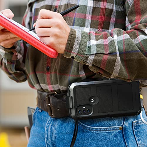 Encased Falcon Armor for Moto G Power 2022 Case with Belt Clip Holster and Built-in Screen Protector (Black) - size: 2022