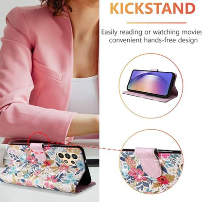 UEEBAI Wallet Case for Samsung Galaxy S23 Ultra 5G, PU Leather Phone Case Kickstand RFID Blocking Flip Case with Card Slots Wrist Strap Relief Engraved Magnetic Closure Folio Case - Multi-Flower - color: Multi-Flower, size: Samsung Galaxy S23 Ultra 5G