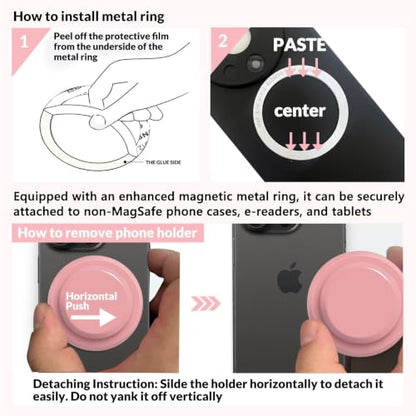 for MagSafe Phone Grip,Soft Silicone Magnetic Collapsible Cell Phone Finger Grip for iPhone 17/16/15/14/13,12 and Smartphones Tablets - Pink - color: Pink