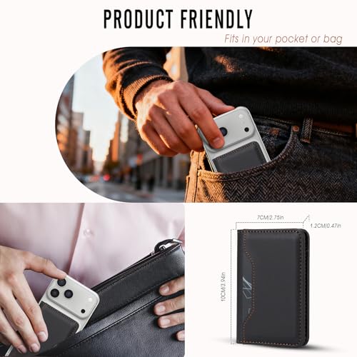 For MagSafe Wallet,Magnetic Card Holder RFID Blocking Wallet with 5 Card Slots & Cash Pocket For iPhone 17/16/ 15/14/ 13/12/ Pro/Max/Plus/Air Black - color: Black
