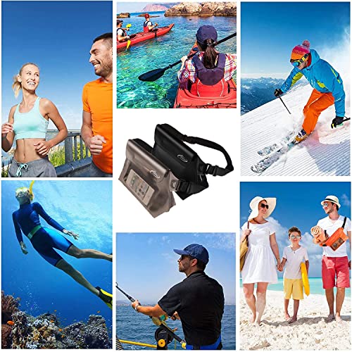 AiRunTech Waterproof Fanny Pack, Beach Cruise Vacation Essentials, Waterproof Pouch Protect Phone Passport Valuables Dry Safety, Paddle Board Kayaking Boating Swimming Accessories-2 Pack（Gray + Black） - color: Black+Grey