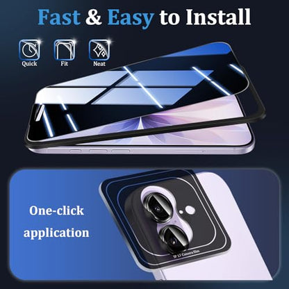 (3+2 Pack) 360°Privacy Screen Protector for iPhone 17 【4 Way Anti Spy】 + Camera Lens Protector,9H Shatterproof, Anti-Peep,Bubble-Free, Case Friendly Easy Installation Frame Included - Orange - size: iPhone 17