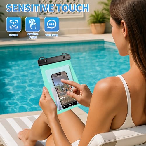 PEDVSTY Large Waterproof Phone Pouch with Sealing Strip, Floating Dry Bag | Expandable Space, Double Seals, IPX8 Waterproof Bag, Touch Screen, Fit All Phones, Kayak Pool Beach Cruise Essentials, Green - color: Green, size: Large (Up to 8.5")