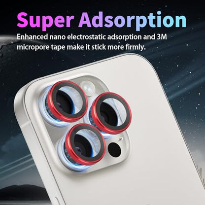 Camera Lens Protector for iPhone 15 Pro/15 Pro Max, Red - color: Red