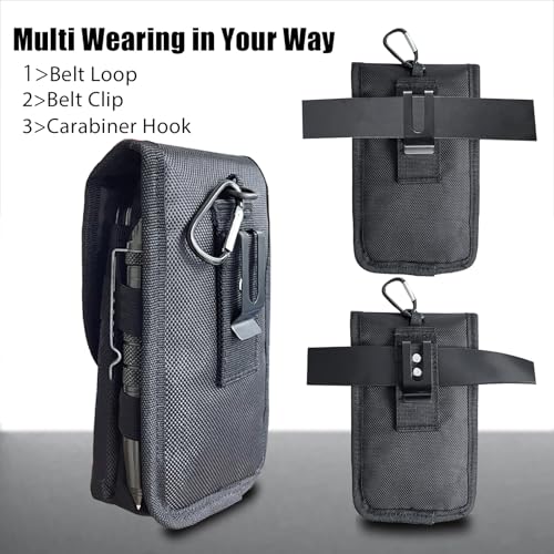 Dual Phone Holster with Belt Clip,Large Belt Smartphone Pouch for Men,Tactical Waist Cellphone Holder,Multi-Function Compatibility Mobilephone Case for Daily Use,Outdoor Activity,Hiking,Camping