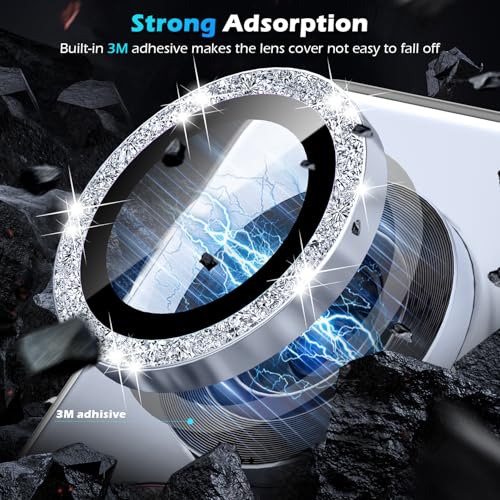 imluckies for Samsung Galaxy S25 Ultra Camera Lens Protector Bling, AR+AF Tempered Glass, 9H Anti-Scratch Metal Individual Lens Cover, HD Clear Camera Accessories - Glitter Titanium Blue - color: Bling Blue