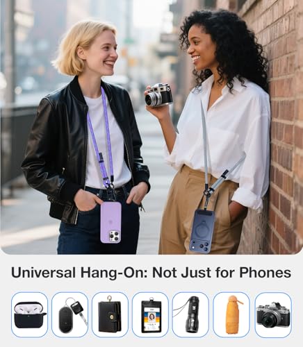 Phone Lanyard Crossbody, 3-in-1 Neck Strap& Wrist Strap, Adjustable Anti-Theft Lanyard with 2 Phone Tether Tabs, Universal CellPhone Strap for All Case, Travel Essential, Purple - color: 5-purple