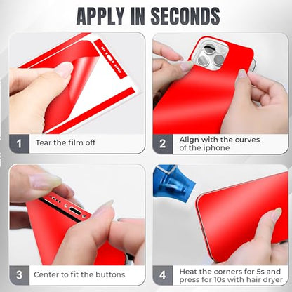 2Pcs Skin Wrap Compatible for iPhone 15 Pro – Slim Decal Vinyl Protective Film for Sides & Back – Sleek Fit, Premium Look – Compatible with All iPhone 15 Pro Cases - Red - color: Red