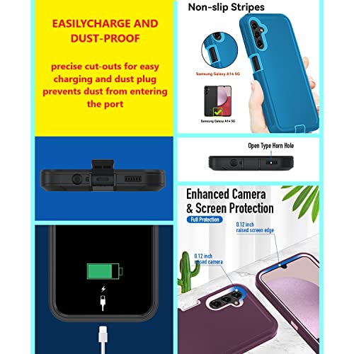 for Samsung Galaxy A14 5G case,A14 5G Heavy Duty case,[Military Grade Protective ][Shockproof] [Dropproof] [Dust-Proof], Compatible with Galaxy A14 5G (Gray/Blue) - color: Gray/Blue