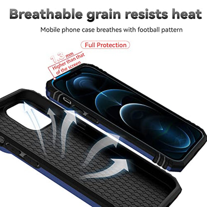 for iPhone 12 Mini Case with Camera Lens Cover HD Screen Protector, Dual Layer Military Grade Drop Protection Magnetic Ring Holder Kickstand Protective Phone Case for iPhone 12 Mini 5.4 inch (Navy) - color: Navy Blue with camera cover Military-Grade 2nd g