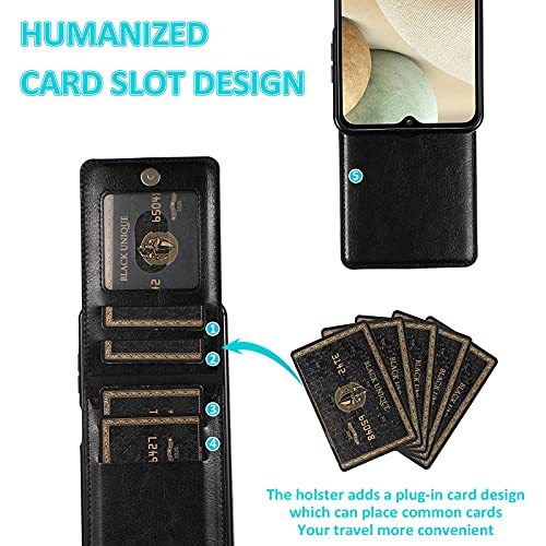 Phone Case for Samsung Galaxy A42 5G with Tempered Glass Screen Protector Credit Card Holder Wallet Cover Stand Leather Cell Accessories Glaxay A 42 G5 Gaxaly 42A S42 4G 2021 Cases Women Men Black - color: Black
