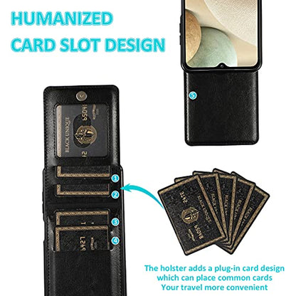 Phone Case for Samsung Galaxy A42 5G with Tempered Glass Screen Protector Credit Card Holder Wallet Cover Stand Leather Cell Accessories Glaxay A 42 G5 Gaxaly 42A S42 4G 2021 Cases Women Men Black - color: Black
