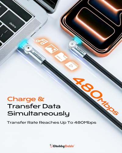 chubbycable RotateX 240W 180° Rotating USB C to USB C Cable, Black, 6.6ft - color: Black, size: 6.6ft (2m)
