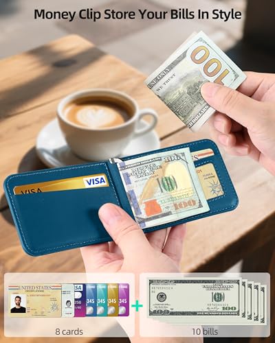 for MagSafe Wallet with Money Clip, Adjustable Stand & 8 Card Holder | ID Window, Stronger Magnetic Wallet for iPhone 17/16/15/14/13/12 Series, RFID Blocking, for iPhone Wallet, Blue - color: Blue