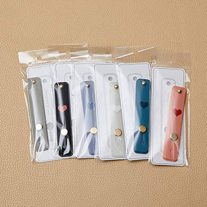 6 Pieces Phone Finger Grip Portable Telescopic Finger Strap Bracket Silicone Mobile Phone Ring Stand Grip Strap for Most Mobile(Orange, Blue, Purple, Black, White, Gray)