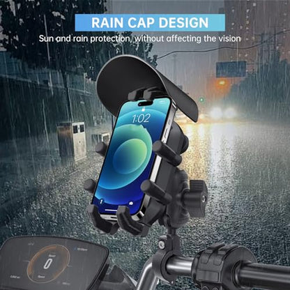Motorcycle Phone Holder with Vibration Dampener & High Speed Secure Lock, Anti Shake Motorcycle Cell Phone Holder, Motorcycle Phone Mount for ATV Bike Fit 4.7-7.2 Smartphones