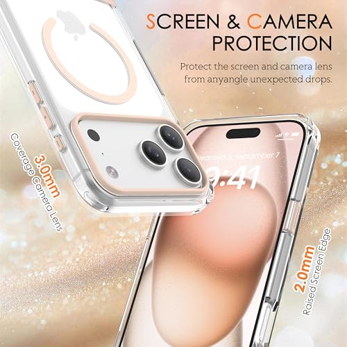 Magnetic Case for iPhone 17 Pro, Crystal Clear, [Compatible with Magsafe][Military Grade Drop Protection] Anti-Yellowing Slim Shockproof Transparent Protective Phone Cover, Light Pink - color: Light Pink, size: iPhone 17 Pro