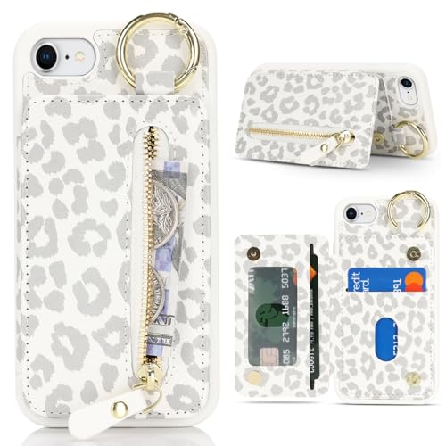 Ｈａｖａｙａ Flip Case for iPhone SE 3rd & 2nd Gen iPhone 8 & 7 - White Leopard - color: White leopard print-Ring, size: iPhone SE 3rd & 2nd Gen & 8 & 7 Case