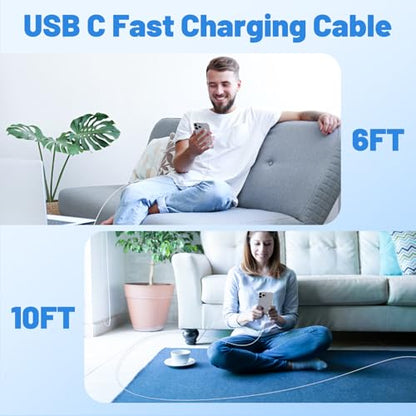 20W Lightning Cable to USB C, [Apple MFi Certified] Braided Fast Cable - color: Purple, size: 20W-6FT+10FT