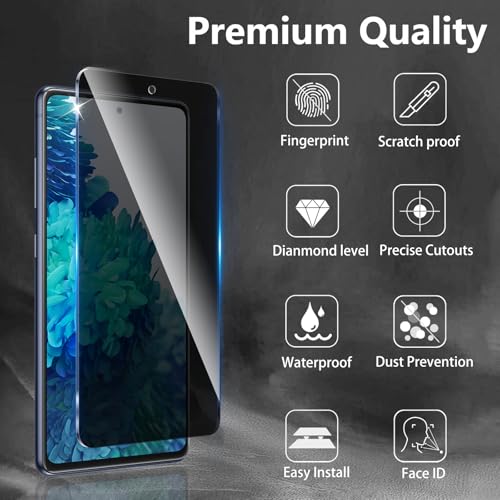 3+3 Pack Privacy Screen Protector Designed for Samsung Galaxy S20 FE With 3 Pack Camera Lens Protector,Full Coverage Anti-Spy Tempered Glass Film,9H Hardness,Bubble Free,Easy to Install - color: Galaxy S20 FE FK33