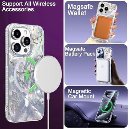 I-MGAE-IN-AR Compact Case for iPhone 12 Pro Max Shiny Silver Butterfly Design,[Compatible with Magsafe] Cute Soft Slim Shockproof Protective Phone Cases Women Girls Aesthetic Glitter - color: [Strong Magnet] Silver Butterfly, size: iPhone 12 Pro Max