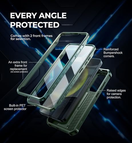 Dexnor for Samsung Galaxy S24 Plus Case with Built-in Slide Camera Cover & Screen Protector & Kickstand, Shockproof Rugged Case Full-Body Bumper Protective Cover for Galaxy S24 Plus (2024),Army Green | 2 Front Frames , Built-in Screen Protector & Kickstan