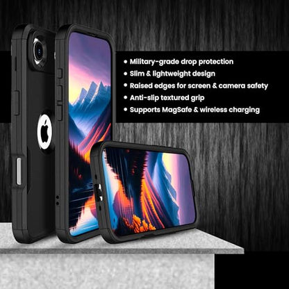 MXX Case for iPhone 17 Air, Heavy Duty 3 in 1 Wing Design Protective Cover with [Magnetic with MagSafe] Drop Proof Phone Case (Black) - color: Black, size: iPhone 17 Air