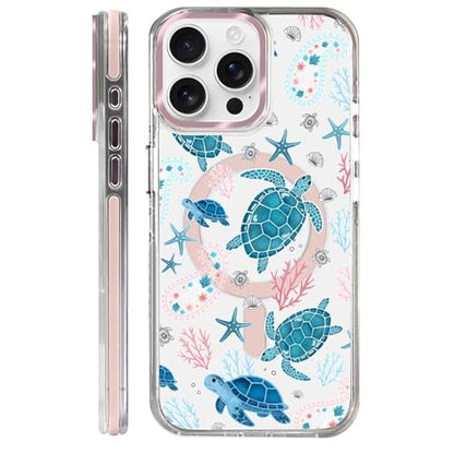 VisEnt Clear Case for iPhone 15 Pro Max, Magnetic Phone Case, Transparent Slim Cover, Military Grade Protection, Shockproof, Anti-Yellowing, Scratch Resistant, Sea Turtle Paisley - color: Sea Turtle Paisley, size: Iphone 15 Pro Max