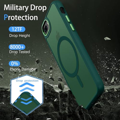 DUEDUE for iPhone 8 Plus Case, iPhone 7 Plus Case Magnetic[Compatible with Magsafe], Translucent Matte Back Protective Cover Anti-Scratch Shockproof Phone Case for iPhone 8 Plus/7 Plus, Green - color: Green