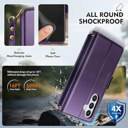 for Samsung Galaxy S26 Wallet Case with Card Holder RFID Blocking PU Leather Zipper Phone Case Flip Folio Protective Cover Wrist Strap Credit Card Slots Kickstand Men Women,Purple - color: Purple, size: Samsung Galaxy S26 - 6.3"