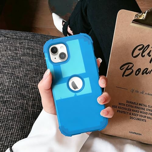 IDweel for iPhone 15 Case with Screen Protector for Women,Luxury 3 in 1 Shockproof Slim Fit Hybrid Heavy Duty Hard PC Cover Soft Silicone Bumper Full Body Anti-Fingerprint Case,Sky Blue - color: Glitter Sky Blue