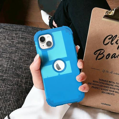 IDweel for iPhone 15 Case with Screen Protector for Women,Luxury 3 in 1 Shockproof Slim Fit Hybrid Heavy Duty Hard PC Cover Soft Silicone Bumper Full Body Anti-Fingerprint Case,Sky Blue - color: Glitter Sky Blue