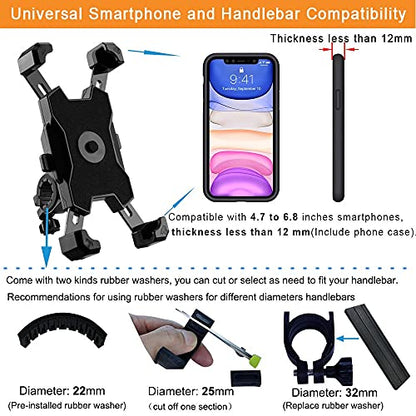 2026 Upgraded Bike Phone Mount, Easy Install and Quick Release Bicycle - Motorcycle Handlebar Phone Mount, Bike Phone Holder for iPhone and More 4.7-6.8 inch Cell Phone - size: Handlebar