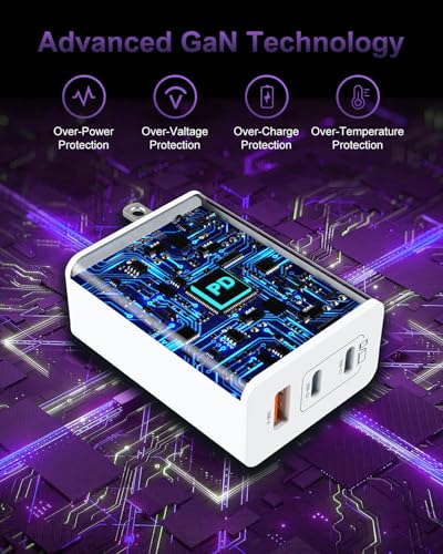 USB C Charger Block 100W, 3-Port Super Fast Chargers with 10 FT USB C Cable - color: White+Black