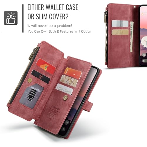 Google Pixel 10/Pixel 10 Pro 5G Wallet Case with Card Holder,Red - color: Red, size: Pixel 10/10 Pro 6.3 Inch