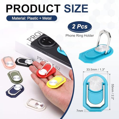 PATIKIL 2PCS Phone Ring Holder, Cellphone Ring Holder Finger Grip Stand 360 Rotation with Adhesive Backing Kickstand for Back of Phone Tablet Car Mount, Blue - color: Blue