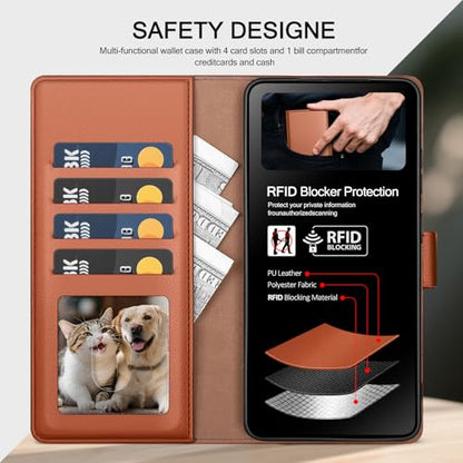 Compatible with Samsung Galaxy S26 Case Wallet with Card Holder [4 Card Slot] Women Men,RFID Blocking PU Leather Phone Case Flip Protector Cover Credit Card Slot Kickstand,Light Brown - color: Light Brown, size: Samsung Galaxy S26 - 6.3"