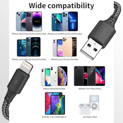 1.5FT USB A to Lightning Cable, 3Pack iPhone Charger Cord for iPhone 14/13 - size: 1.5FT