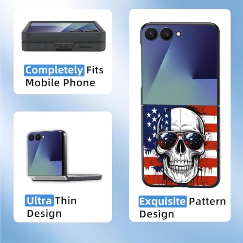 for Z Flip 7 Case Ultra Thin 1.2mm Matte Hard PC Phone Cover- Anti-Scratch Anti-Fingerprint Slim Fit Shockproof Protection Cover for Samsung Galaxy Z Flip 7 Case,American Flag Skull - color: American flag skull