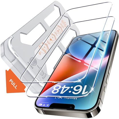Screen Protector forc 6.1 inch [Auto Dust Elimination] Full Coverage Tempered Glass Film 9H+ Military-Grade Protection,[No Bubbles No Dust] [2 Pack] - size: iPhone 13/13Pro/14